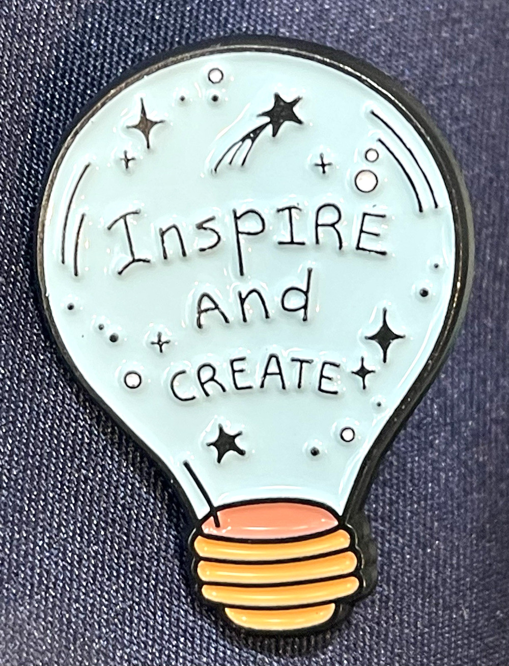 NWOT Lightbulb Lapel Pin Brooch Enamel Inspire And Create Art Letters Idea